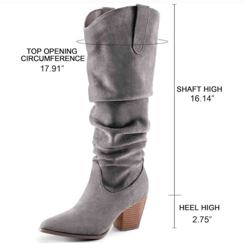NWT MySoft Knee High Slouchy Boots Western Gray - Picture 3 of 4